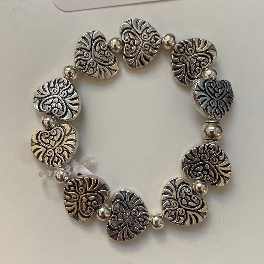 Silver heart bracelet - handcrafted